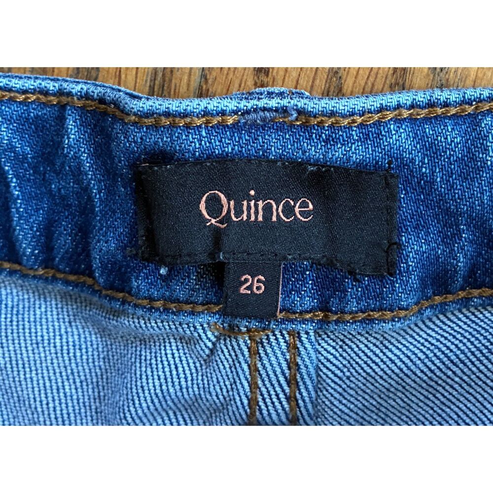 QUINCE Blue Bella Stretch Barrel Denim Jeans Pants Trousers Women's Size 26 - Picture 3 of 12